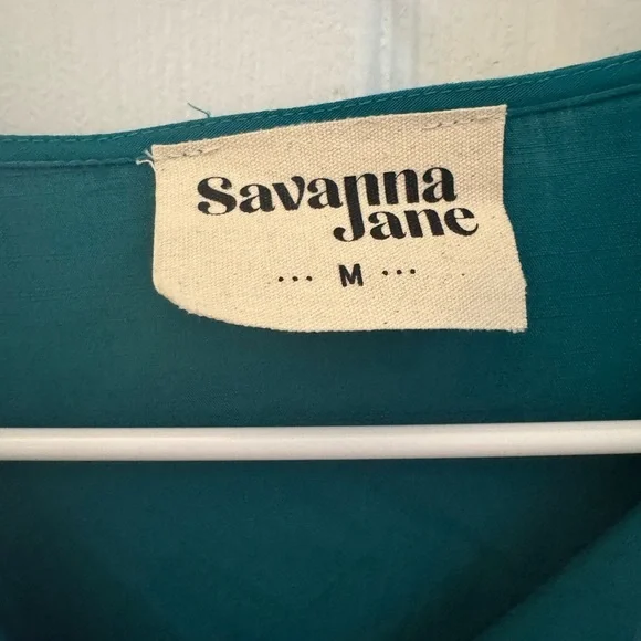 Savanna Jane Teal Floral Embroidered Women's Top - Picture 5 of 6